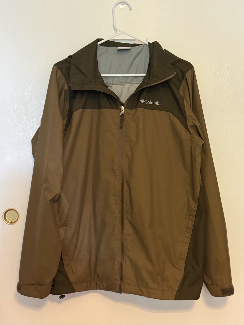 Columbia Brown Packable Hood Windbreaker/Rain Jacket Men's Small